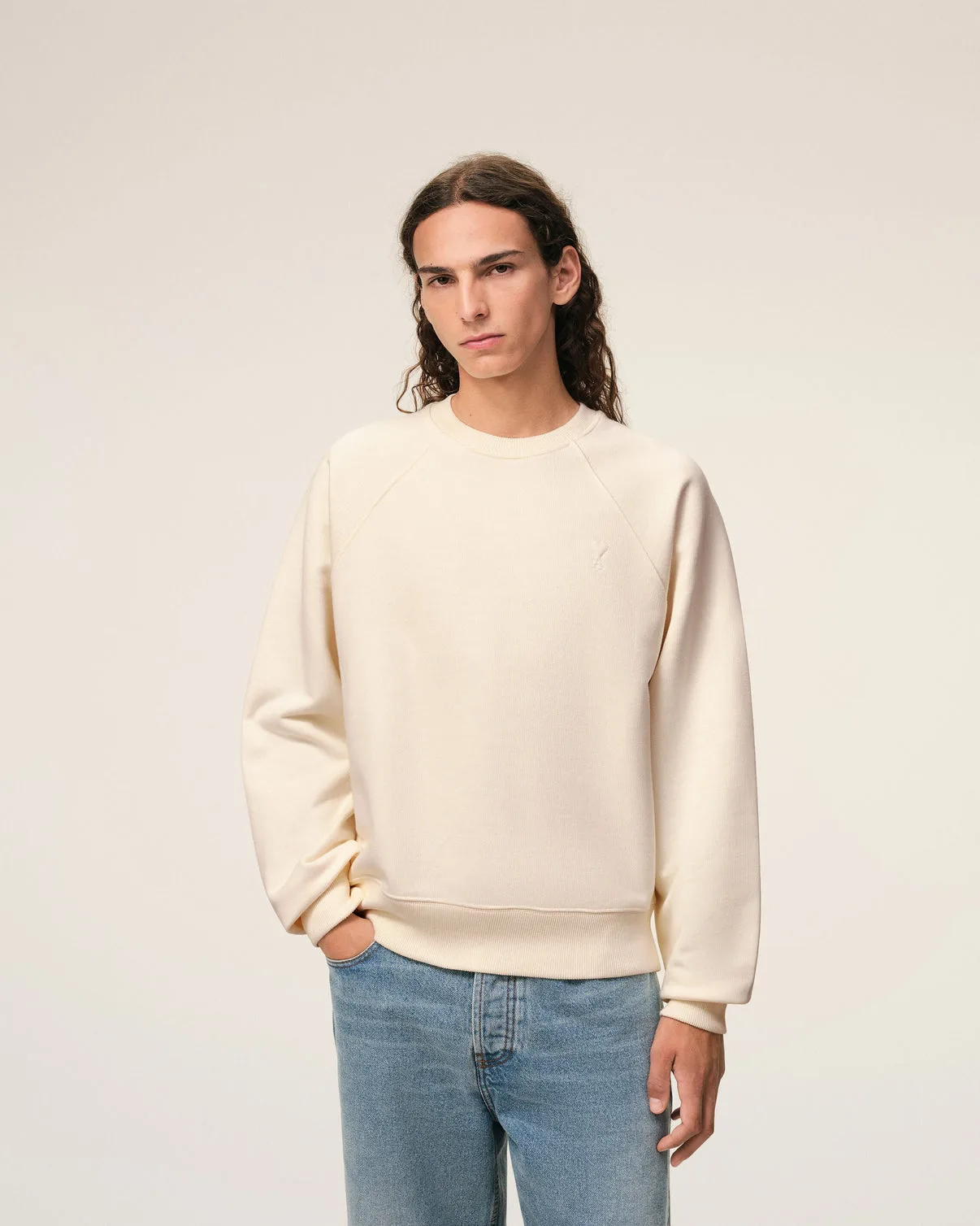 White Cotton Embossed Sweatshirt
