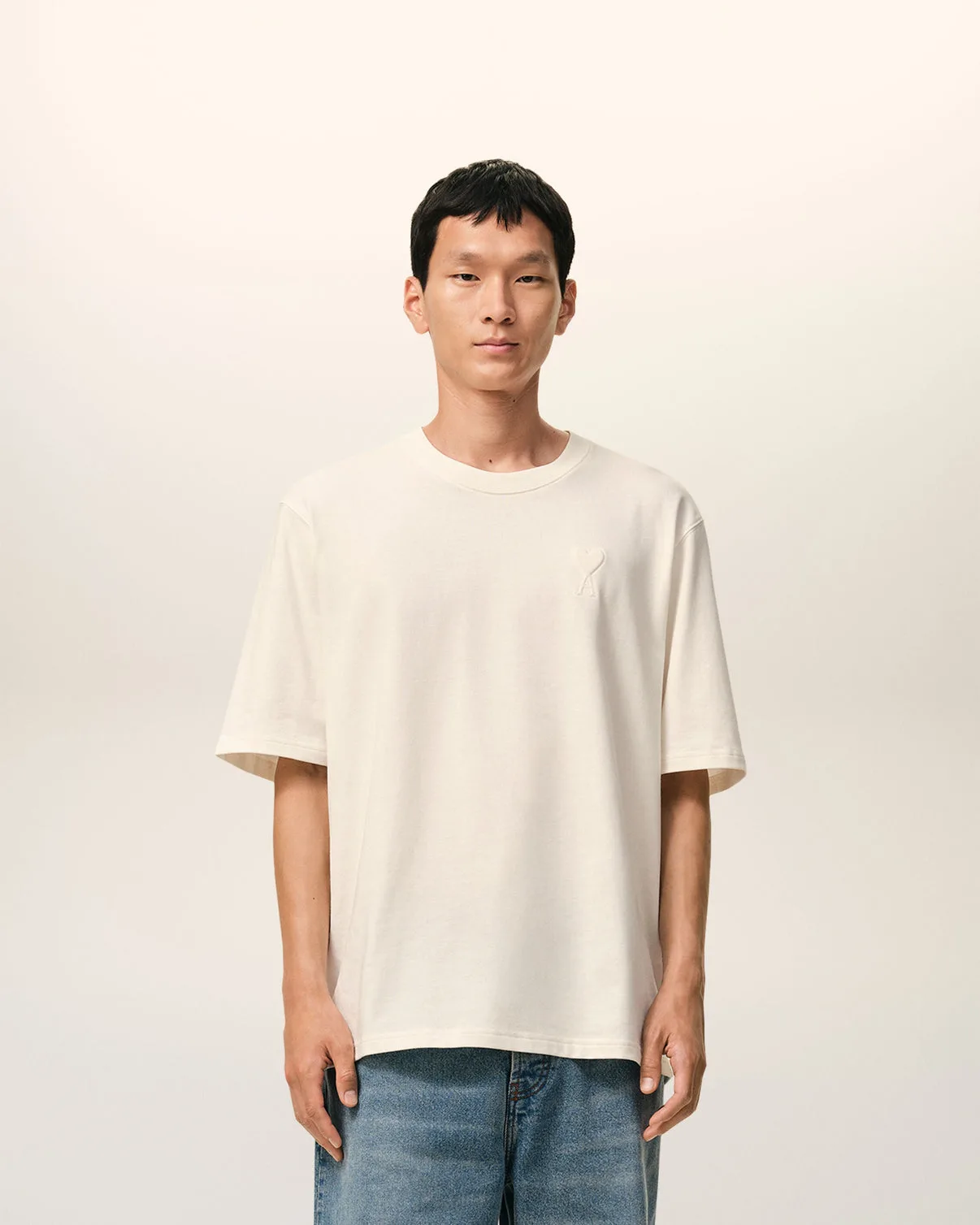 White Cotton Embossed T-shirt