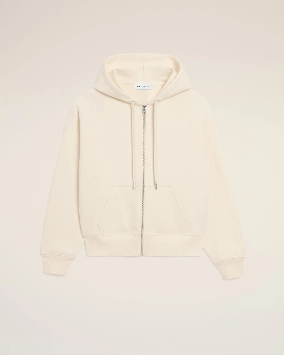White Cotton Embossed Zipped Hoodie