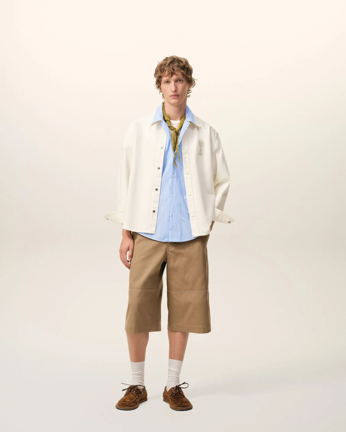 White Cotton Knitted Overshirt