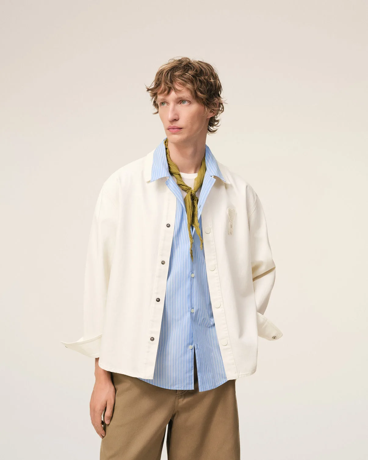 White Cotton Knitted Overshirt