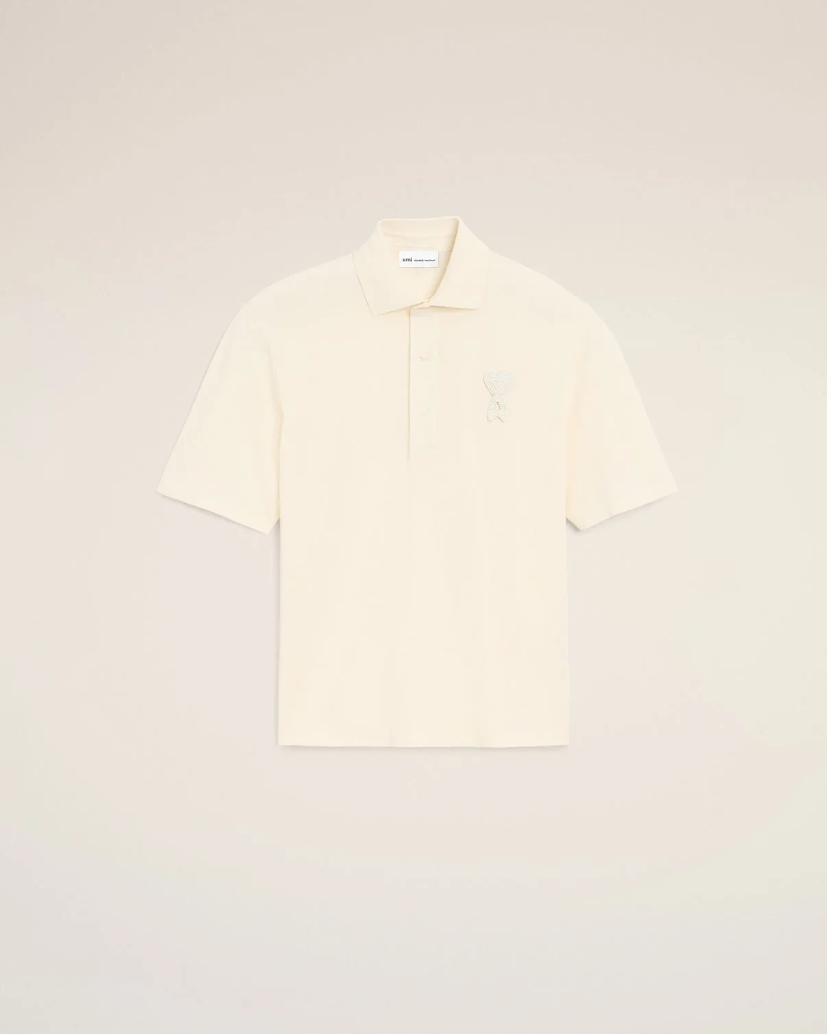 White Cotton Knitted Patch Polo