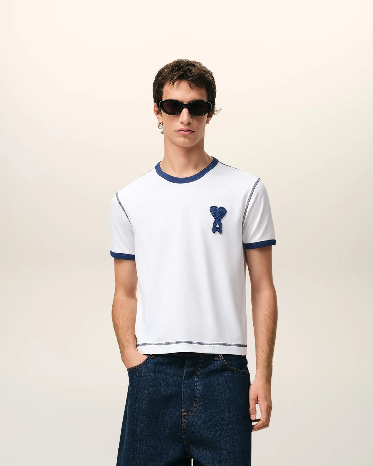 White Cotton Knitted Patch T-shirt