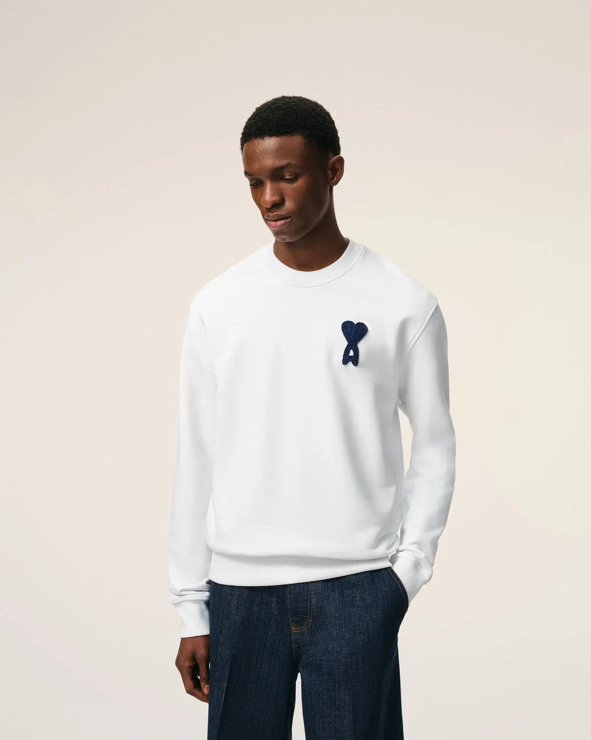 White Cotton Knitted Sweatshirt