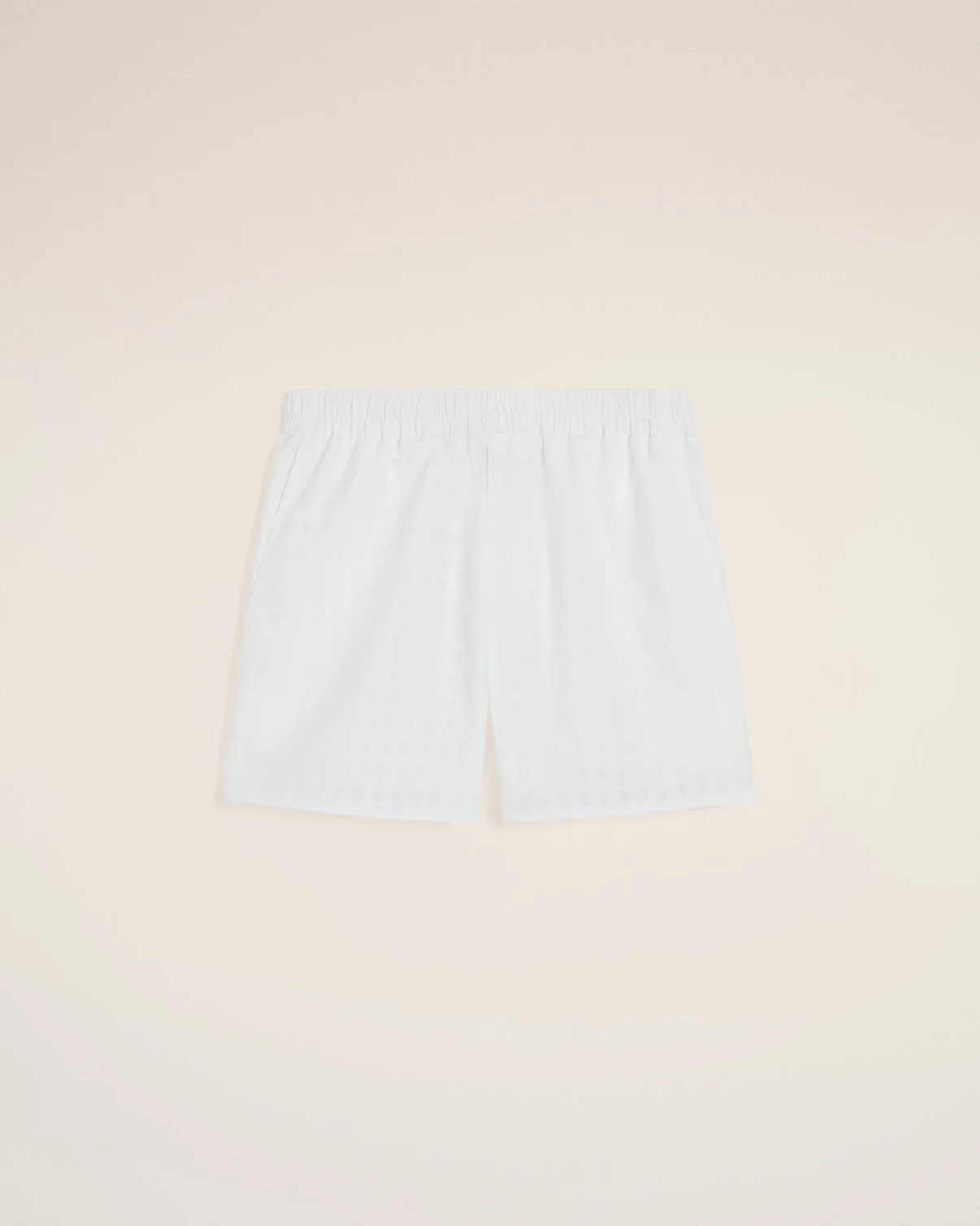 White Cotton Large Fit Shorts