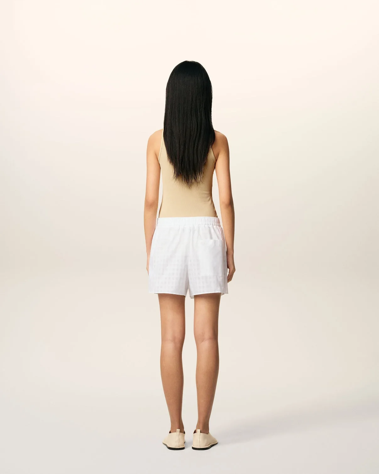 White Cotton Large Fit Shorts