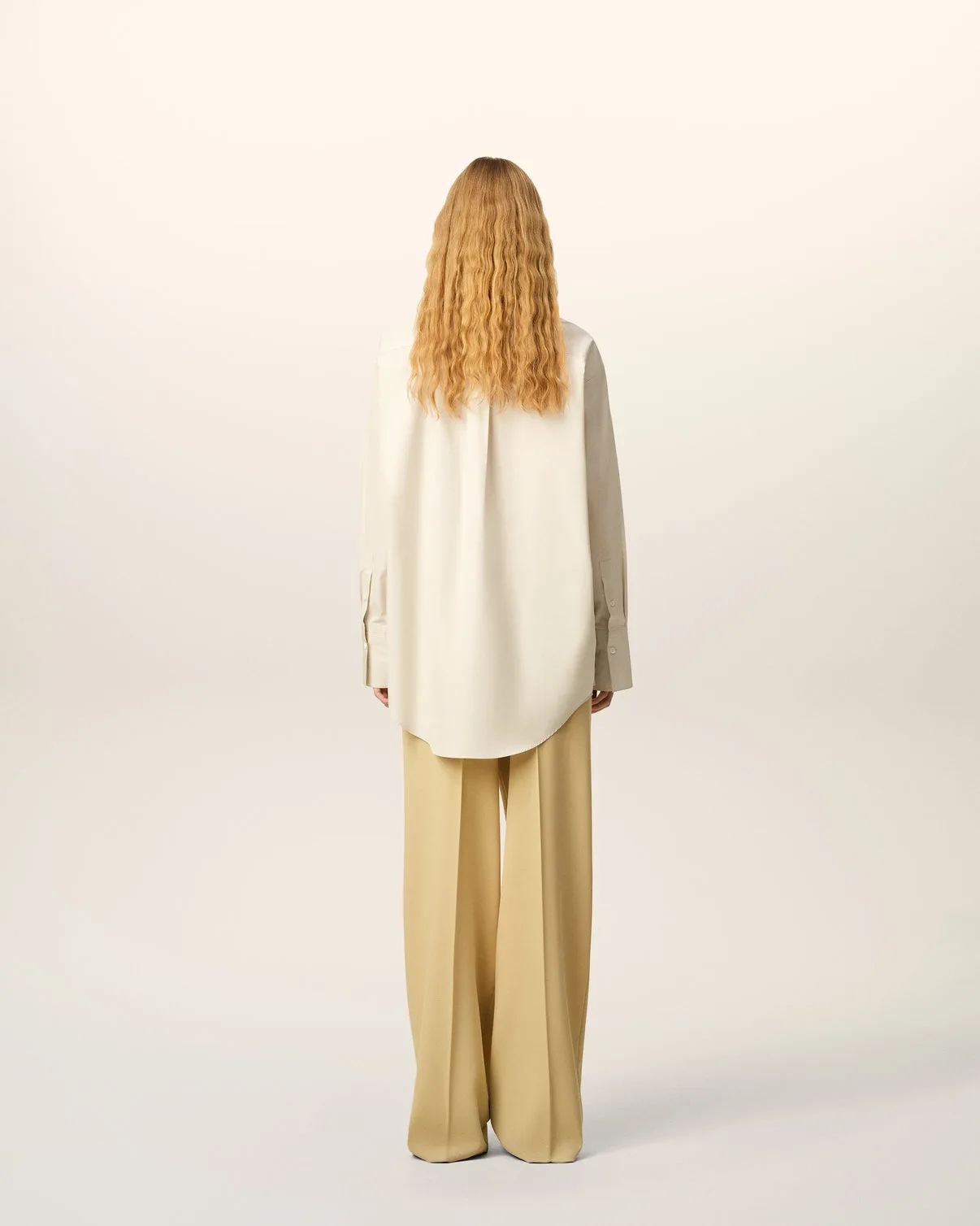White Cotton Raw Edged Stitching Oversized Shirt