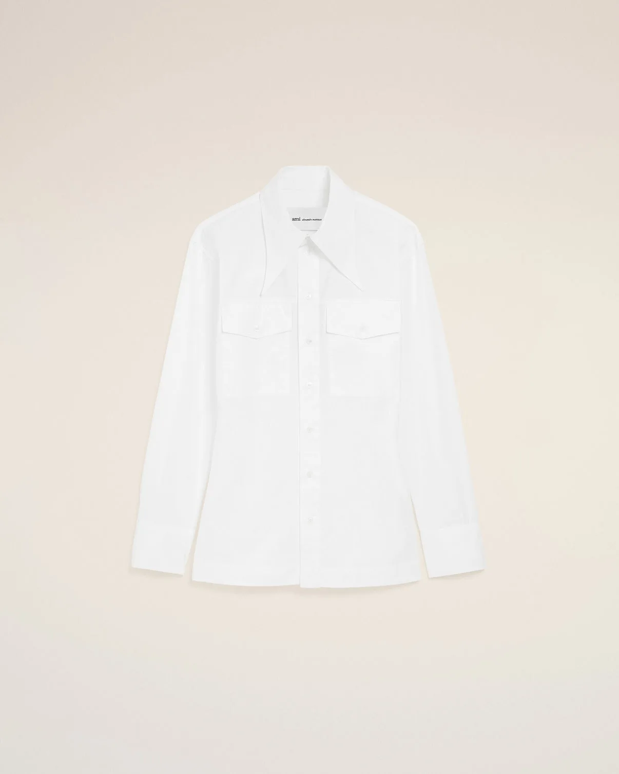 White Cotton Sharp Collar Fitted Shirt