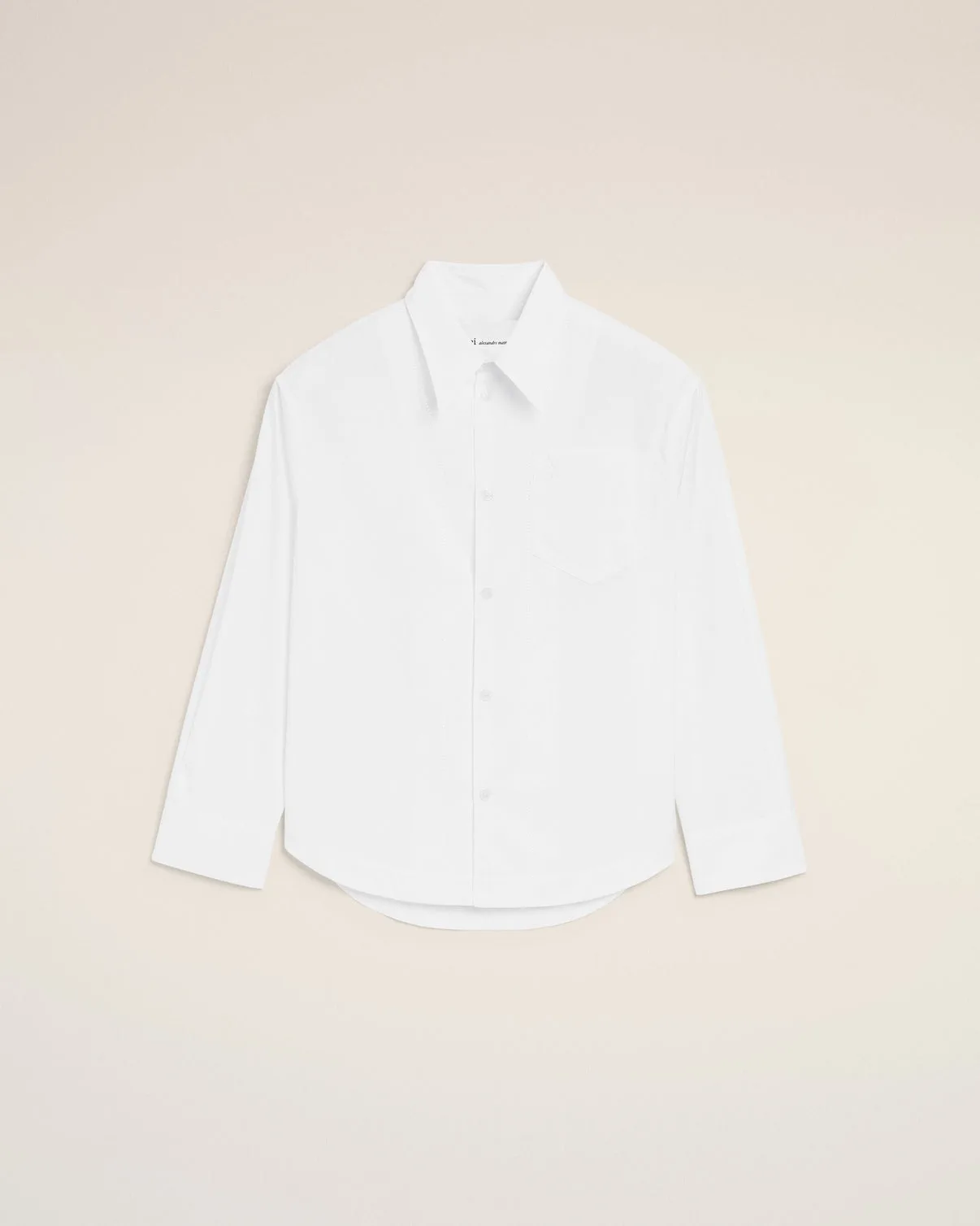 White Cotton Sharp Collar Wide Shirt