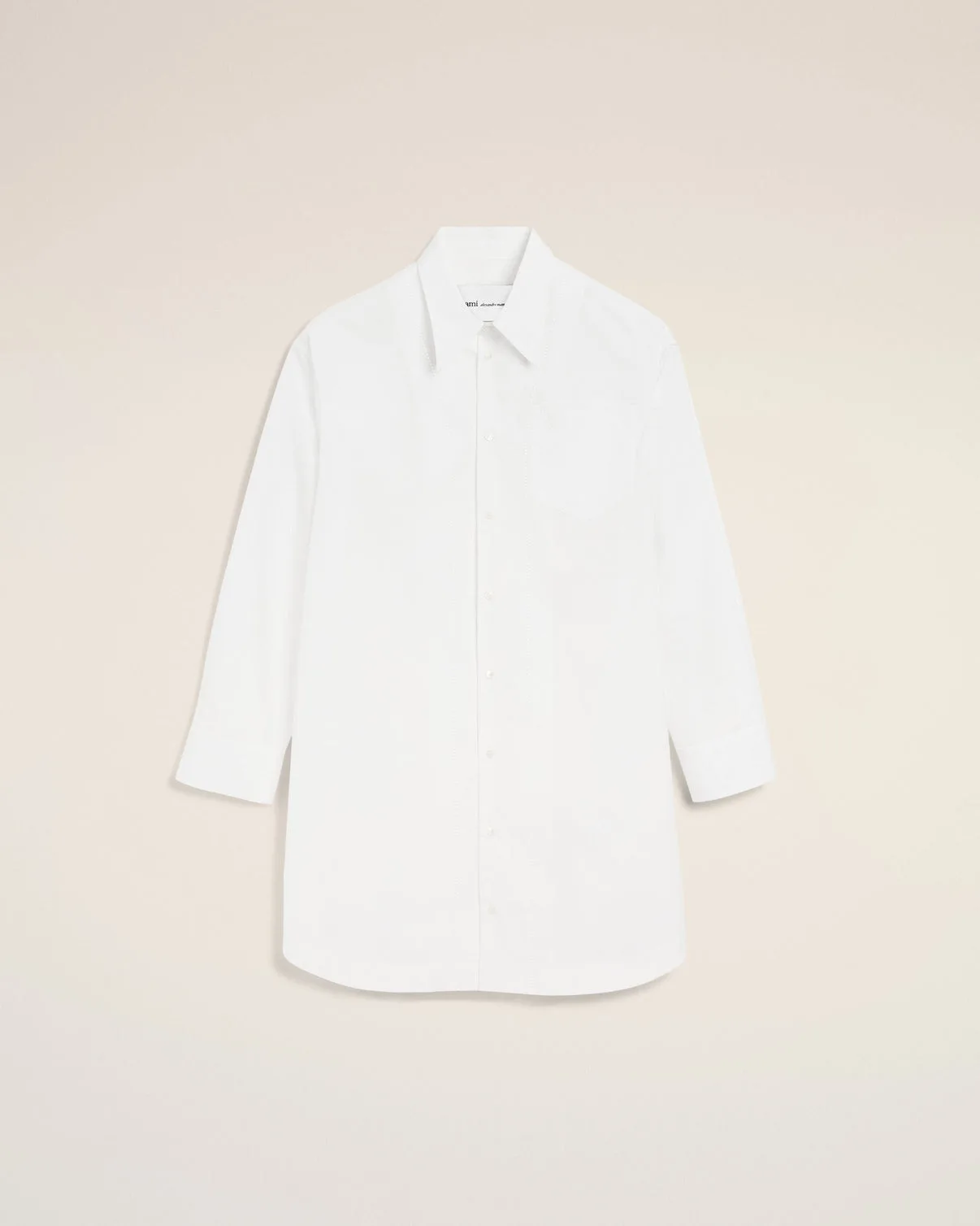 White Cotton Wide Shirt Dress