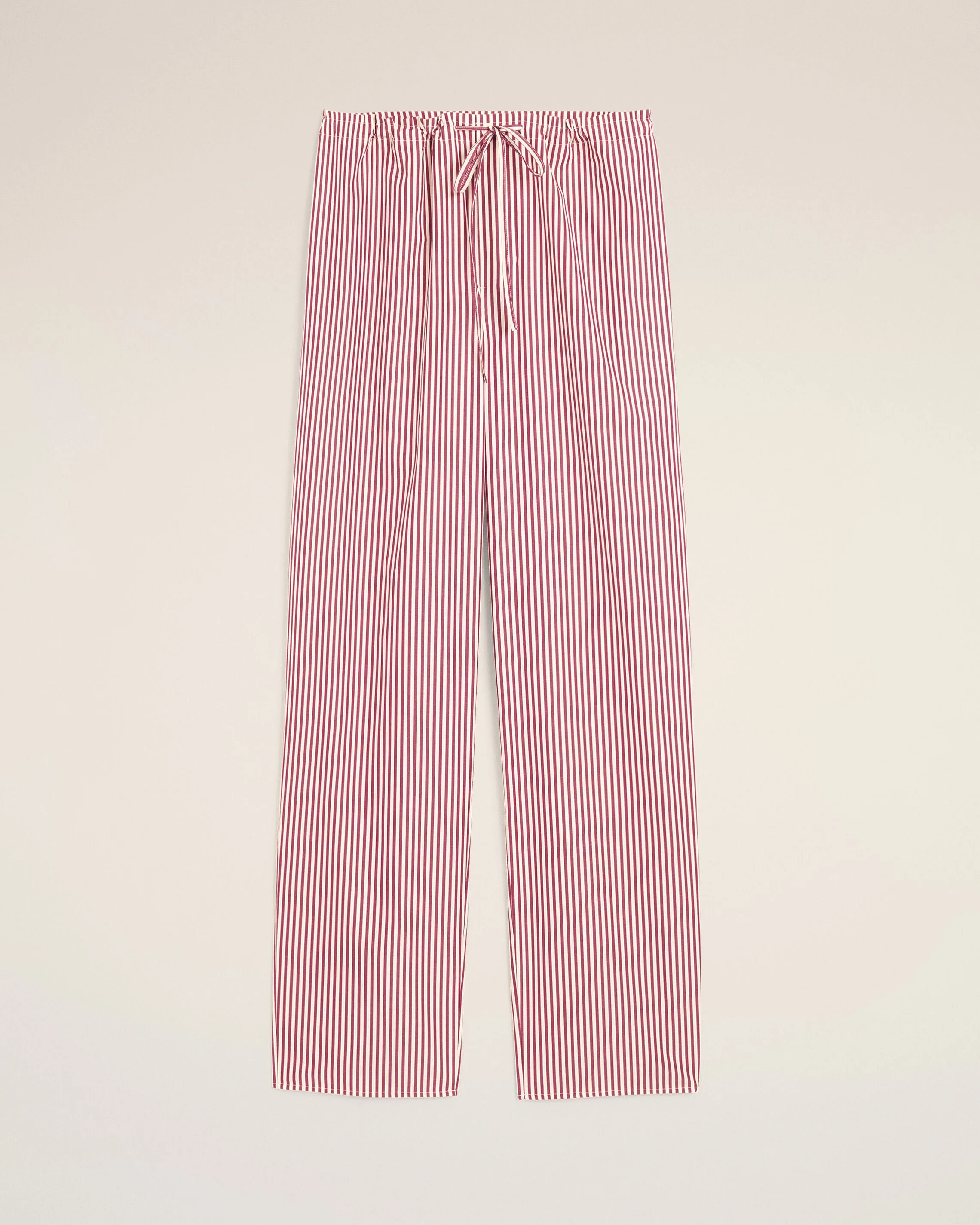 White elasticated-waist striped cotton pants