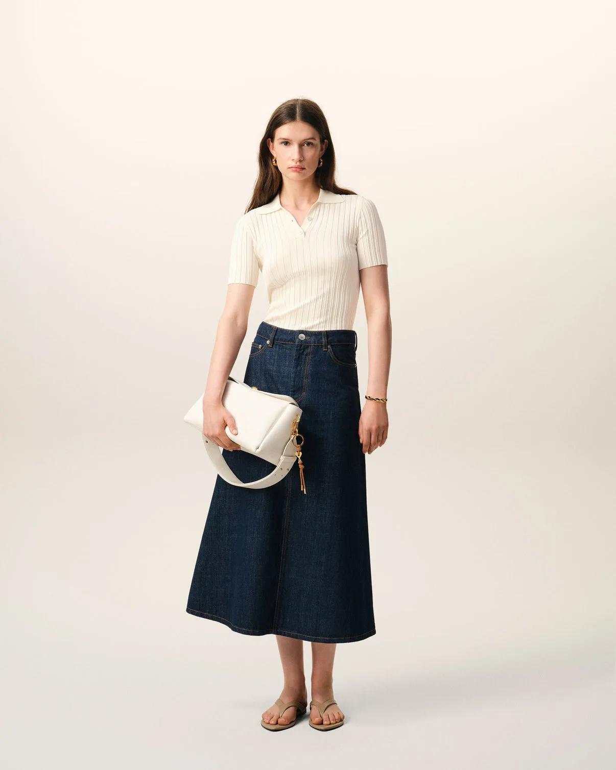 White Knit Short Sleeves Polo