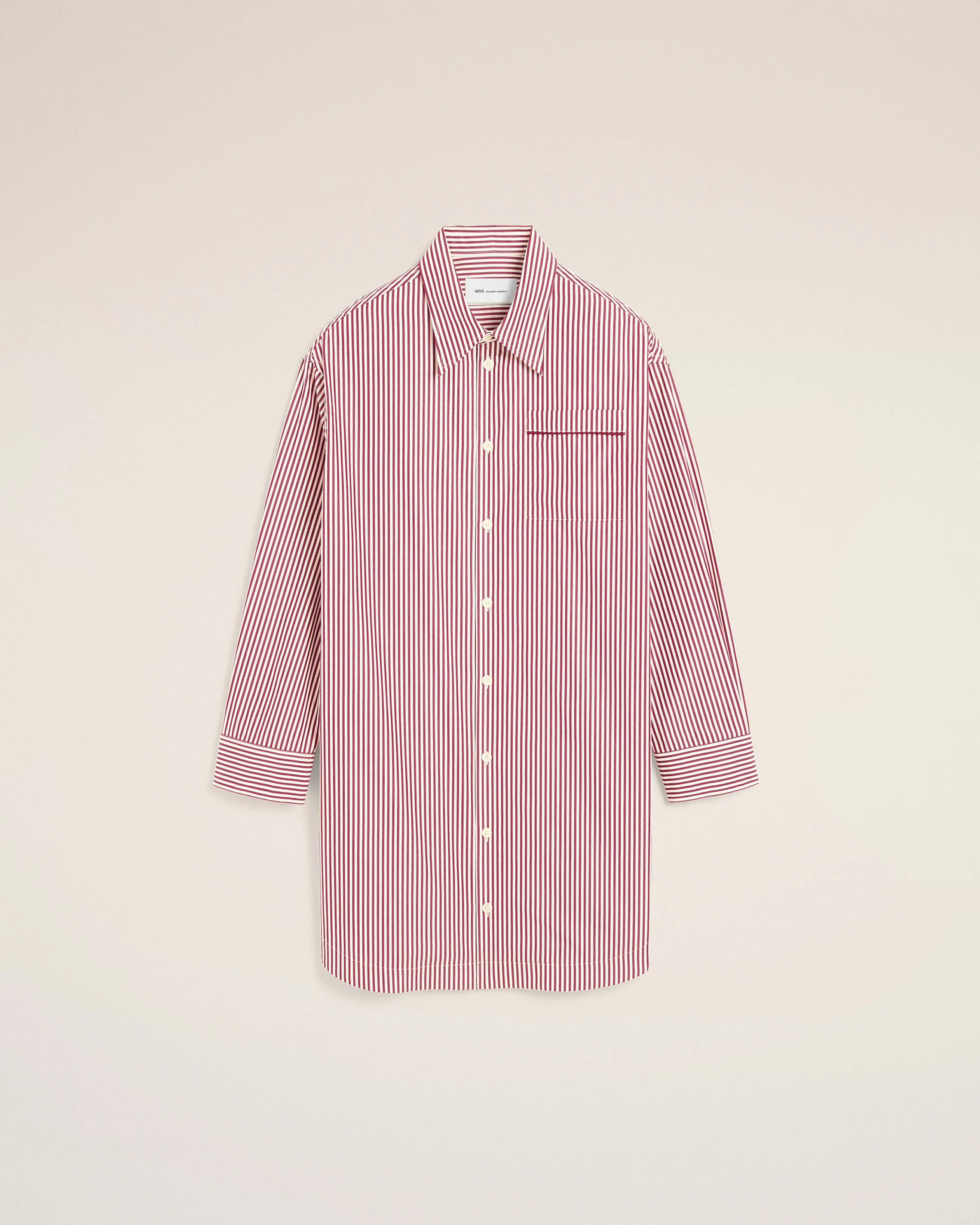 White striped cotton shirt dress with heart arrow