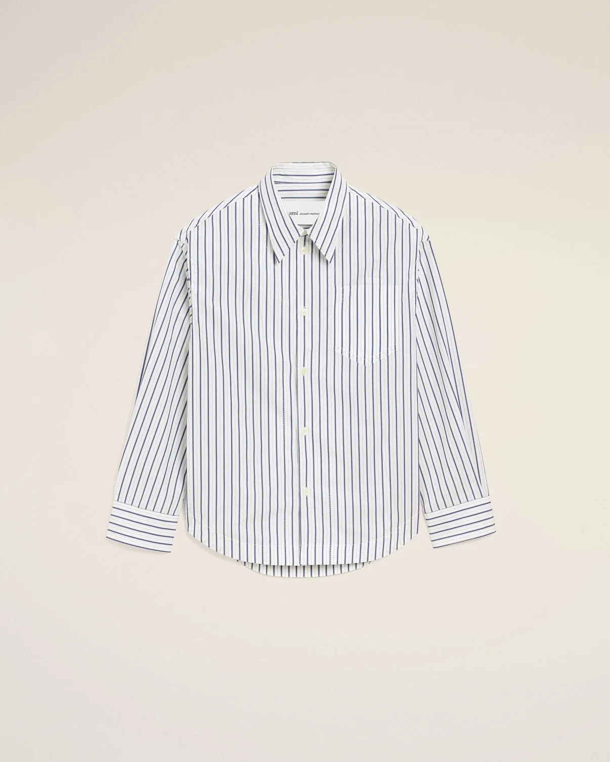 White Striped Cotton Wide Shirt