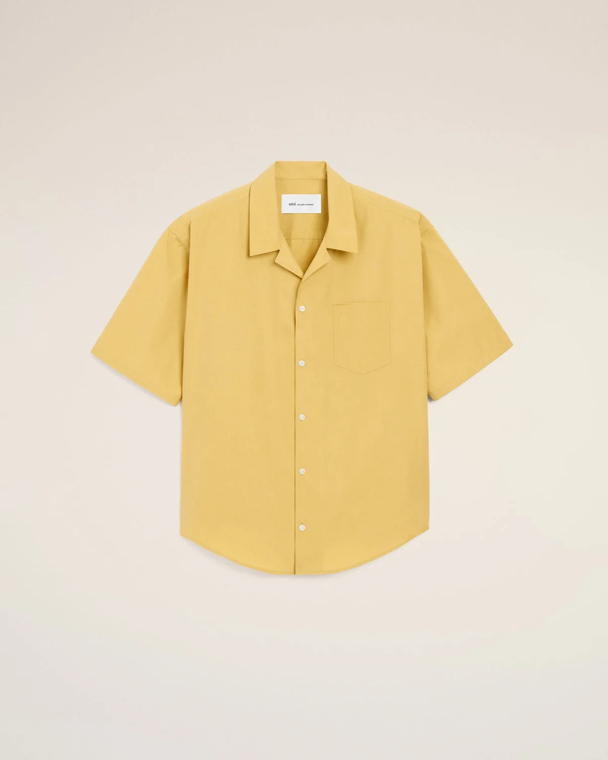 Yellow Cotton Short Sleeve Camp Collar Boxy Shirt