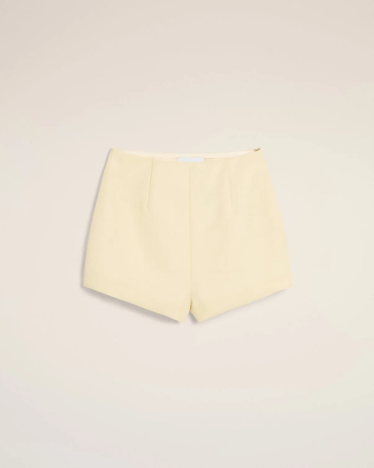 Yellow Wool High Waist Mini Short