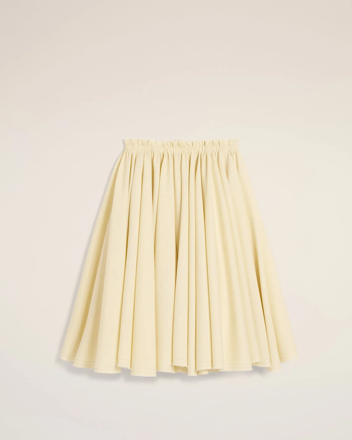 Yellow Wool Skirt With Godets