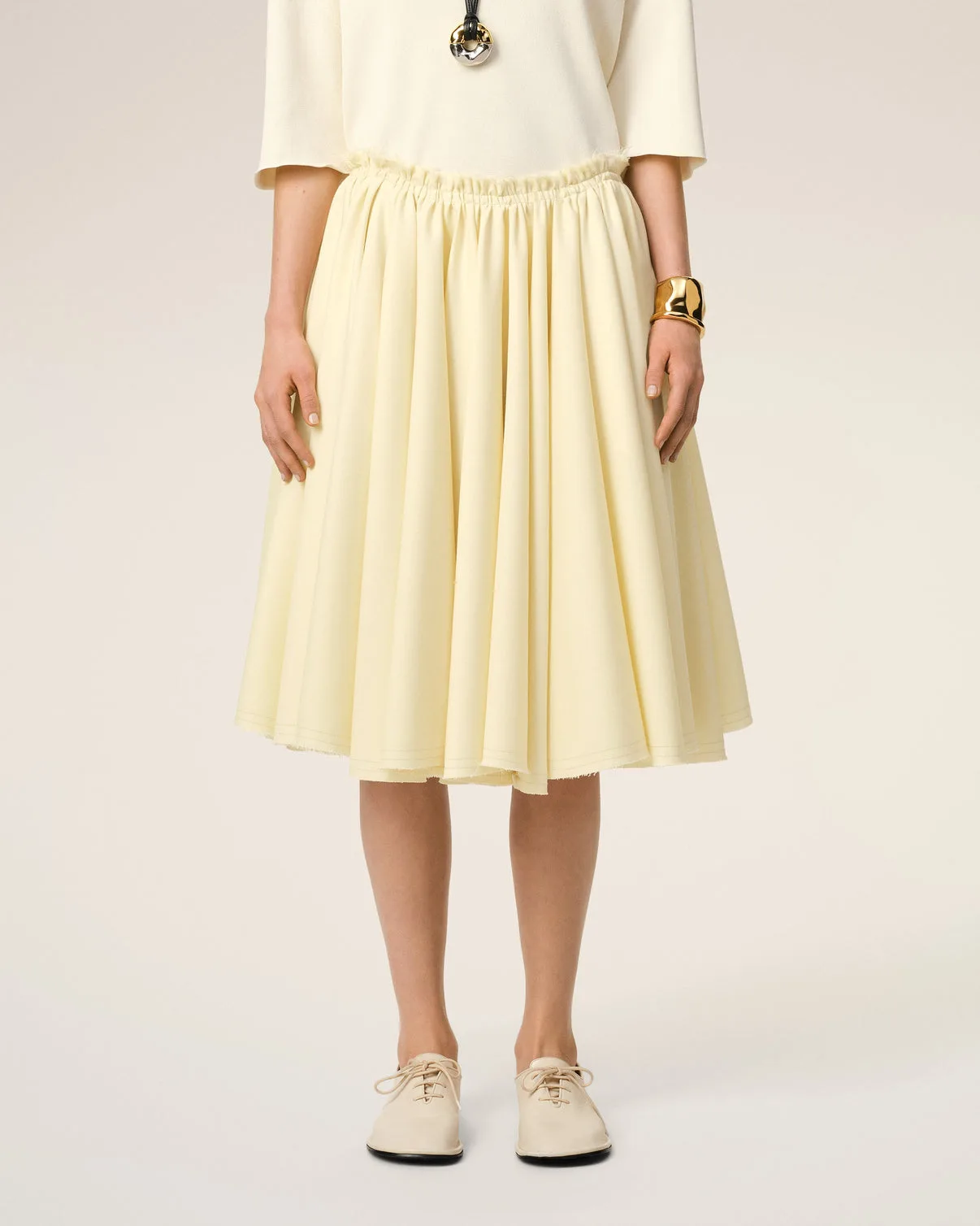 Yellow Wool Skirt With Godets