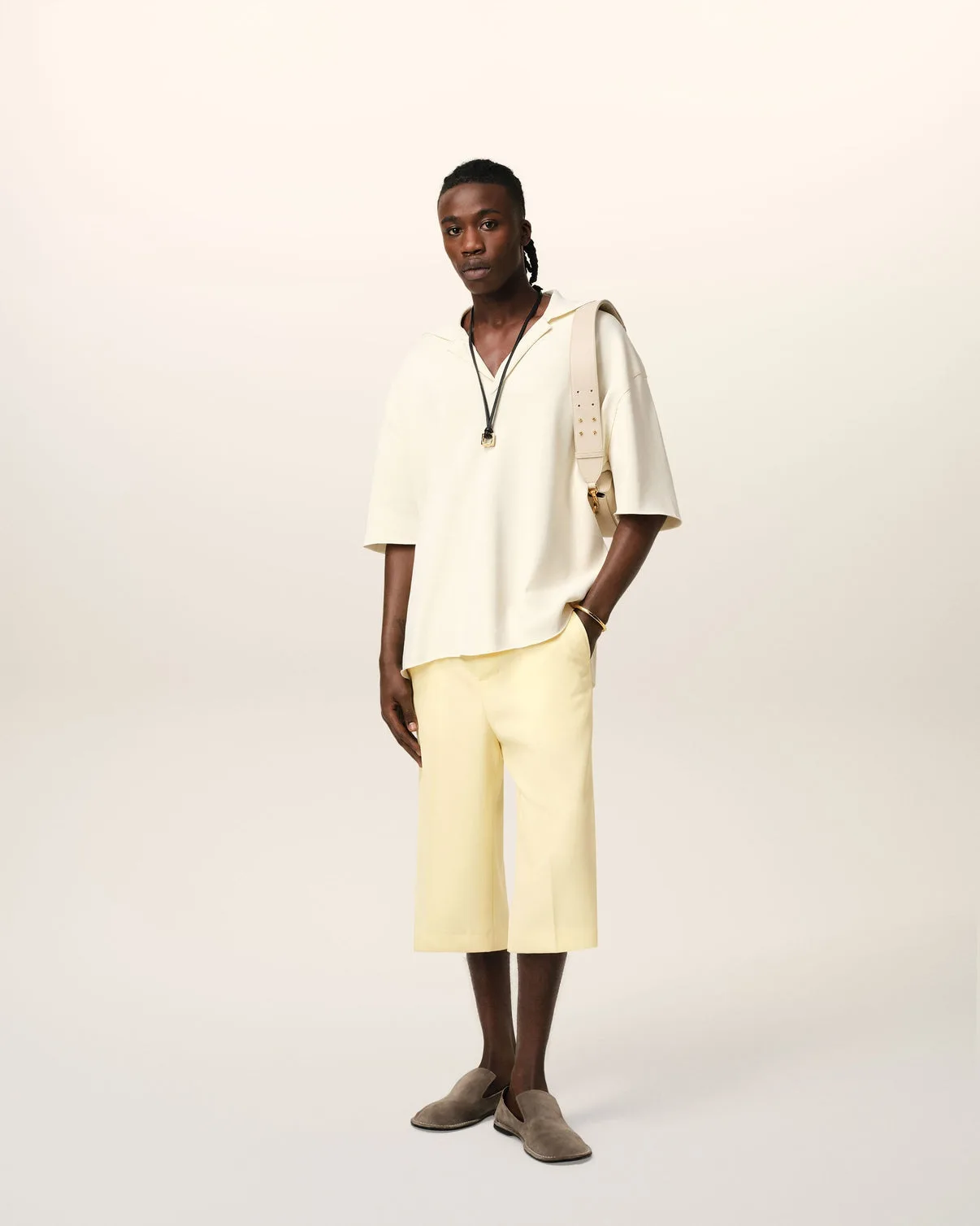 Yellow Wool Wide Bermuda